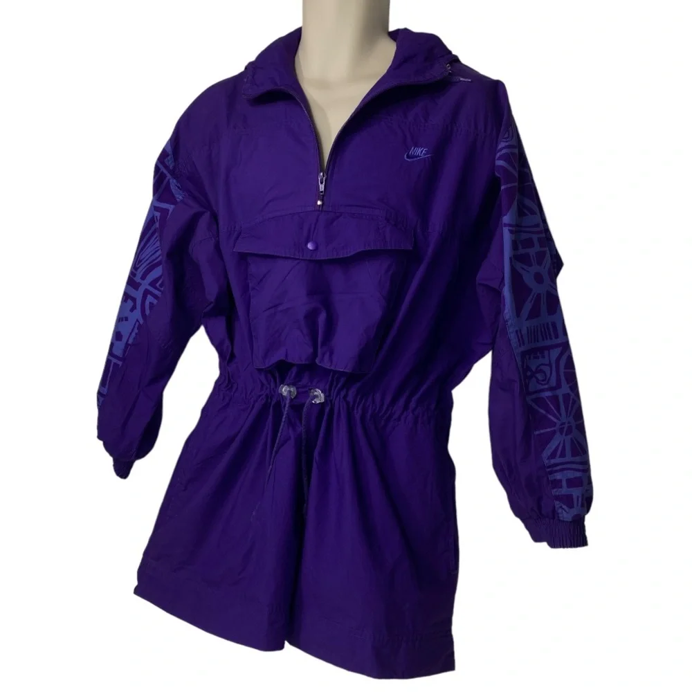 Unisex Gray Tag Nike Windbreaker Size M Vintage Purple Jacket Gray Tag Taiwan